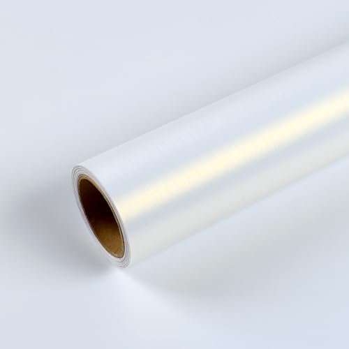 VEELIKE Papel Pintado Metálico Blanco Adhesivo para Nevera, Aluminio Cocina Lavable, Efecto Acero Inoxidable, Tapiz Decorativo para Frigorífico, Lavavajillas, Lavadora 40cmx300cm