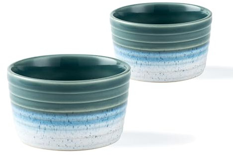 Mini Souffléförmchen Auflaufformen, Porzellan Schälchen Grün für Fondants Muffins Souffles 240ml, Souffleeförmchen Backofenfest für Pudding, Crème Brûlée