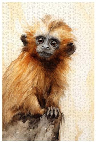Jigsaw Puzzles for adults, 1000 Pieces, Tamarin monkey hiding in large trees, look around, Animal puzzles (d ; 1000)