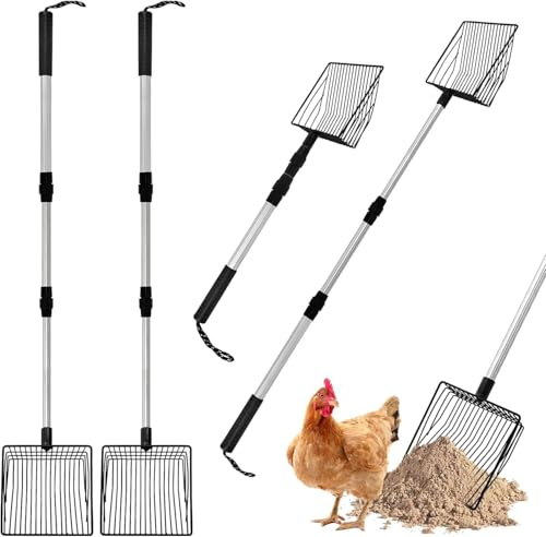 1 x tillbehör till hönshus spillspade siktspade för rengöring hönshusskyffel separering av avföring och skräp från sand ströspade för höns Accesso (2)