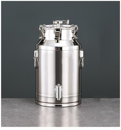 WRJAHCG 25 * 44CM/20L,Acier INOX Seau À Vin Multifonction,Stockage De Nourriture Et Liquide avec Robinet,Bidon De Lait avec Couvercle Scellé