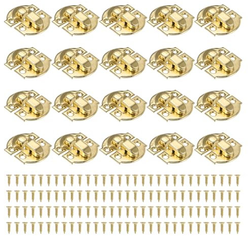 PATIKIL Chiusura a Scatto Piccola Scatola Metallo, 20pz Fibbia Chiusura a Scatto Vintage con Vite di Montaggio per Armadietto Portagioie Legno Cassetta Attrezzi Scatola Ordinaria, Oro