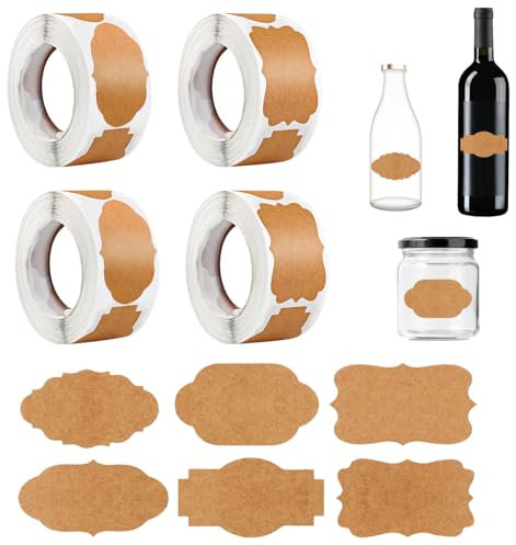 1200 Stück Kraft Etiketten Aufkleber, 50x30mm Geschenketiketten zum Kleben Universal Haushaltsetiketten Küche Marmeladen Etiketten für Backen Geschenktüten Karte Briefumschlag Hochzeit