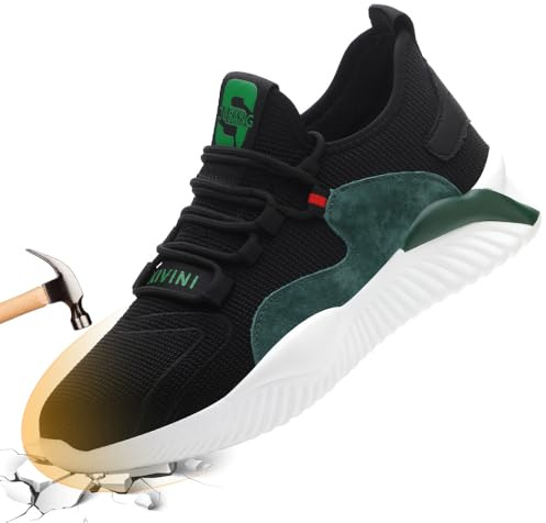 Zapatos de Protección Hombre S1 Zapatillas de Trabajo 42 Zapatillas de Seguridad Mujer con Puntera de Acero Zapatos de Protección Deportivos de Verano Zapatillas Transpirables Verde