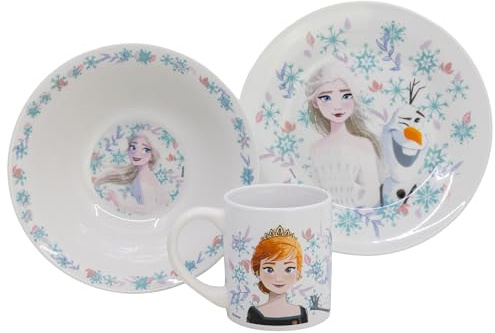 SET MERIENDA CERAMICA (PLATO, CUENCO, TAZA) EN CAJA DE REGALO 3 PCS FROZEN