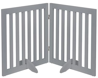 unipaws 61 cm H fristående husdjursgrind för hund katt, hundgrindar av trä för dörröppning, trappor, steg över vikbart husdjursstaket för huset, expanderbar vovve barriär, inomhusbruk, grå