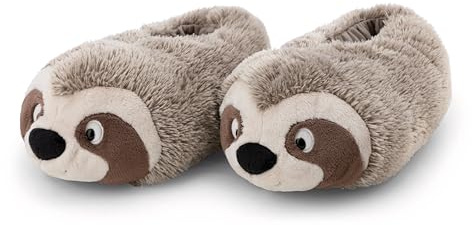 NICI Hausschuhe für Kinder & Erwachsene Faultier Izzy Icetumbler 36-39 (M) - beige - Warme Kuscheltier Schuhe aus Plüsch mit Anti-Rutsch Sohle, Slippers - 62451