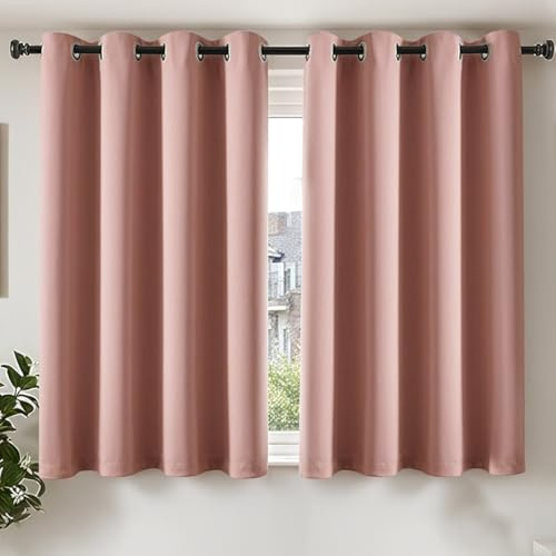 TOPICK Pink Blackout Curtains for Bedroom Living Room, W46 xL54, 2 Panels