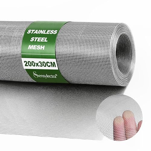 Rete metallica in acciaio inox, 200 x 30 cm, rete metallica per insetti, rete metallica in acciaio inox 304, rete metallica per porte, finestre, griglie di ventilazione e fai da te