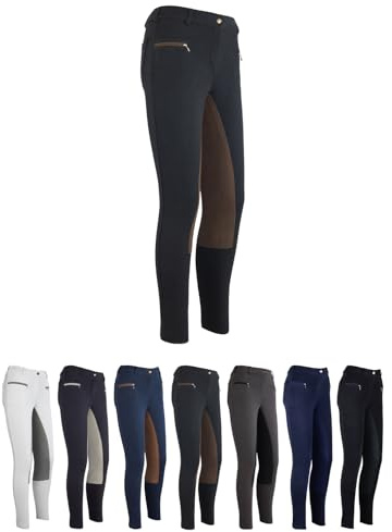 RL24 - Damen Reithose Vollbesatz Basicline – Schwarz/Dunkelbraun Gr. 50