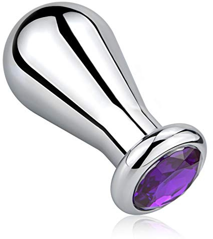 SXOVO Plug Anal Metal Plug Anales con Diamante Violeta Dilatador Anal tipo Bulbo Sexo Anal Butt Plug Juguetes Sexuales para Hombre Mujer Pareja (M)