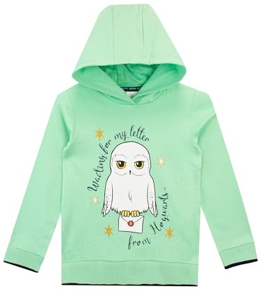 Harry Potter Felpa Bambina | Felpe con Cappuccio Hedwig | Hoodie per Bambini Verde 9-10 Anni