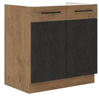 Vigo Spülenschrank 80cm Eiche Lancelot Matera Grau Küchenzeile Küchenblock Küche