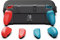 Skull & Co. NeoGrip Bundle für Nintendo Switch OLED und Regular Modell: Eine andockbare Schutzhülle mit austauschbaren Griffen [passend für alle Handgrößen] [mit Tragetasche] - Neon-Blau & Neon-Rot