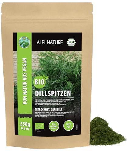 Alpi Nature Dillspitzen getrocknet BIO 250g, Dill Gewürz für Pickles, Saucen und Marinaden
