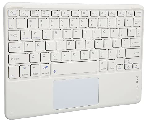 Mini Bluetooth-tangentbord, 78 Tangenter Silent Portable Wireless Keyboard med Pekplatta, Uppladdningsbart Ergonomiskt Datortangentbord, Ultra Long Standby, för OS X, för Android och för(Vit)