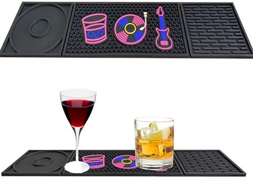 LIBRNTY Alfombrilla De Bar 61.5cm*15.5cm,Tapete de Goma Antideslizante,Protector de Fregadero,Protección de Vidrio Alfombra de PVC Accesorios de Bar,para CóCtel Ktv, Cerveza,Café,Whisk,Bebidas