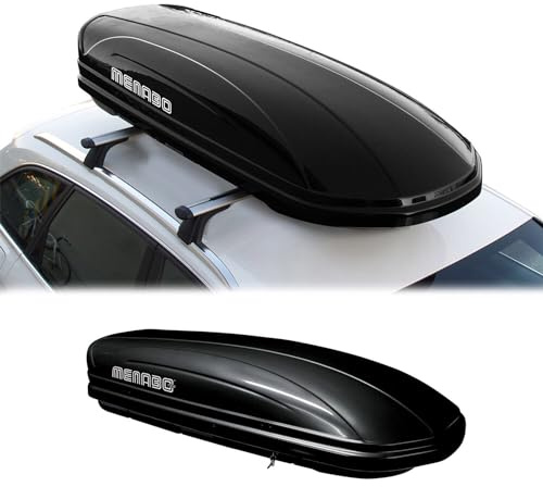 MENABO Dachbox Mania 400l kompatibel mit Auto Dachkoffer Gepäckbox Dachgepäckträger Autobox Schwarz