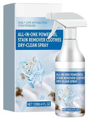 Spray removedor de manchas de ropa, 120 ml, removedor de manchas de tela sin lavado, spray limpiador de manchas para alfombras y ropa