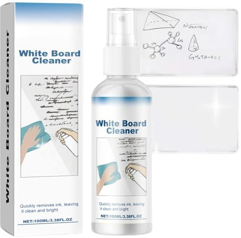 Whiteboard Cleaner Spray,100ML Surface Cleaner Spray for Whiteboards & Dry Erase Boards,Portable White Board Cleaners with Towel & Sponge,Essential Whiteboard Accessories for Teachers,Schools,Offices