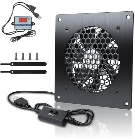 ELUTENG USB-fläkt 120 mm med digital temperaturregulator, 5 V 1 500 RPM