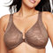 Glamorise Große Größen Plusgröße Wonderwire-Vorderverschluss-BH mit Stretch, Spitze und Bügel Nr. 9245, Mokka, 105D