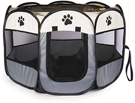 Pukkr Portable Pet Playpen – Foldable Dog Playhouse, Alloy Steel Frame & Durable Polyester, 8 Panels, 45 x 66 cm, Indoor & Outdoor, with Carry Bag | Pukkr