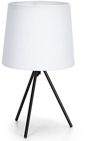 Aigostar - Tischleuchte, Moderner Metalfuß Kleine Nachttischlampe, Schreibtischlampe mit Weißem Stoffschirm, Sockel E14, Ökologisch, Modern und Vintage Niedliche