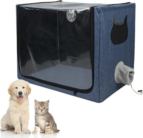 langjiao Boîte D'atomisation Animaux Compagnie, Cage ICU D'oxygène de Chat de Chien Compagnie, Boîte de Nébulisation de Traitement Respiratoire Pliable pour Sauvetage Traitement
