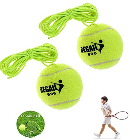 2 Stück Tennisball an Schnur, Elastic Tennis Ball, Tennis Trainer Ball, Tennisbälle mit Schnur, Tennis Training Ball mit Schnur, Tennis mit Seil, Tennis Trainer Rebound Ball Ideal für Tennisübungen