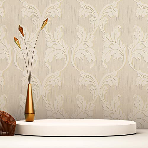 WTD 3779 Baroque Nicolo Papier peint intissé Beige crème classique