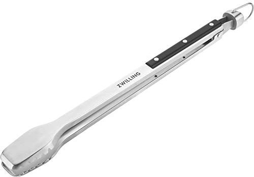 ZWILLING BBQ+ Pinzas para parrilla de 43 cm, pinzas de acero inoxidable con triple remache con agarre antideslizante, mecanismo de bloqueo y mango largo, resistentes al calor y aptas para lavavajillas