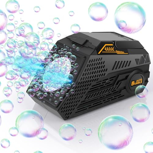 Euakee Maquina de Burbujas Automatico, Maquina Pompas Jabon Portátil con Batería Recargable, Máquina de Burbujas Eléctrico para Bodas/Cumpleaños/Fiestas, 16000+ Burbujas/Min