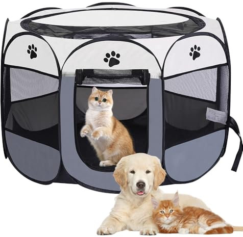 Vmxlso Welpenauslauf Faltbar, 73 x 73 x 43 cm welpenauslauf für Drinnen, Laufstall Hund Pop-Up, Hundelaufstall für Wohnung, Hundeauslauf für Innen Hasen Katzen, Indoor Outdoor Reisen Camping