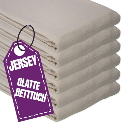 Jersey Glatte Bettlaken 100 x 200 cm ohne Gummizug Beige- Elastische, einfarbige Baumwolle Haustuch - Klassische Hotel Bettücher ohne Spanngummi Laken
