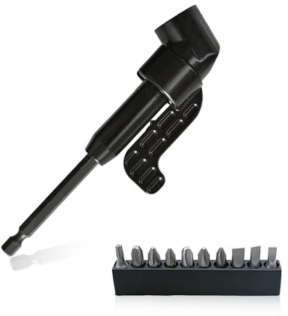 Right Angle Drill Attachment, 105 Degree Flexible Drill Bit Extension with Hex Shank Screwdriver Angled Extension Holder and 10Pcs Screwsriver Bits