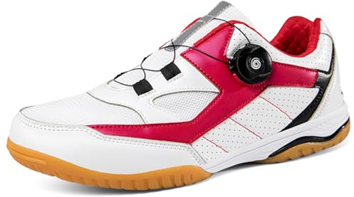 sekiueo Scarpe da Tennis da Tavolo per Uomo E Donna da Tennis E Badminton Leggere Antiscivolo Antitraccia per Il Campo,Rosso,44 EU