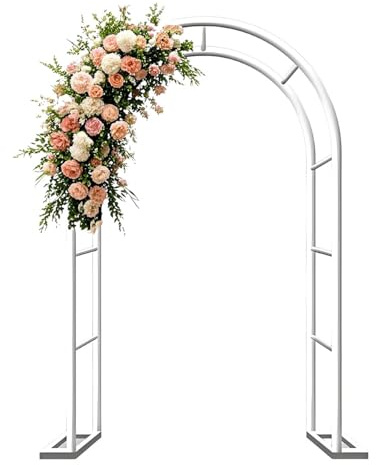 Arco De Rosas Y Plantas Trepadoras De Jardín, Decoracion Patio Arch De Metal, Tutor Enrejado para Al Aire Libre, Soporte De Flores para Boda, Fiesta, Ceremonia Exteriores(White,W80 x H200cm)