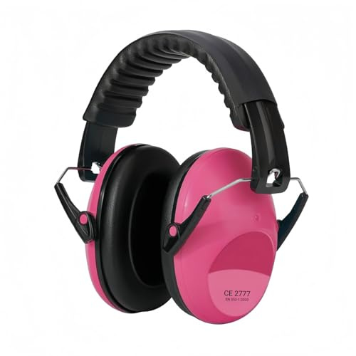 GUKOY Ear Defenders Children, 26dB SNR Noise Cancelling Headphones Sound Blocking Earmuffs Autism, Adjustable Soft Kids Ear Defenders Ear Protection Earmuffs for Boys, Girls (Pink)