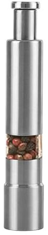 Salt And Pepper Grinder – Molinillo de especias de acero inoxidable, molinillo de pimienta, molinillo de sal | Operación con una sola mano con botón de presión y mecanismo de varilla estable para