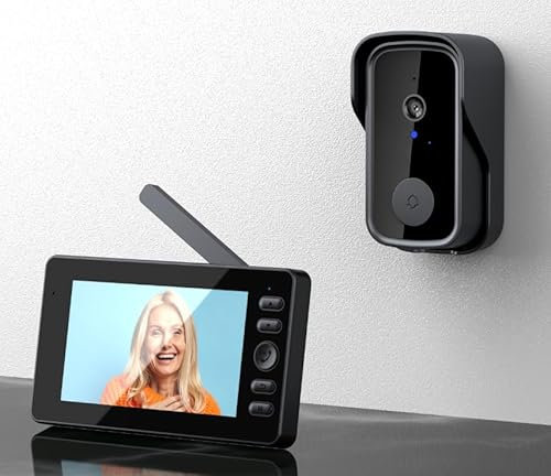 Buithafu Sonnette de Porte sans Fil avec caméra, caméra interphone Video sans Fil 4,3 écran IPS et Carte mémoire 32GB, 120° Angle de Vision interphone vidéo Bluetooth