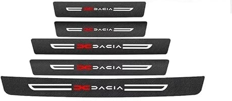 MINGFU 5 Piece Car Door Sill Protector Strips for Dacia Duster II 2018-2021 2021-2022 2022-, Carbon Fiber Anti-Scratch Stickers Kick Plates Accessories