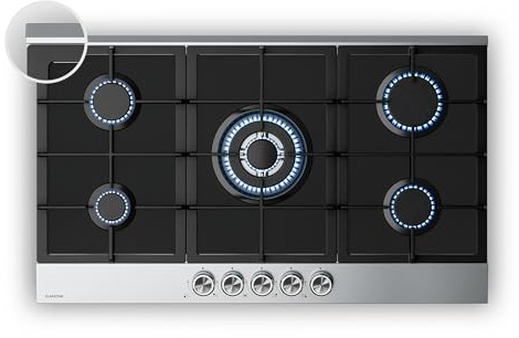Klarstein Verosteel Plaque de Cuisson Gaz 90cm – 5 Feux, 10400W, Verre & Acier Inoxydable, Allumage Électrique, Sécurité Anti-Flamme, Compatible GPL & Gaz Naturel