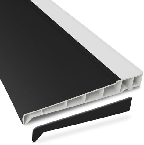 225mm uPVC Window & Door Sill (with End Caps) - Black/White, 2m