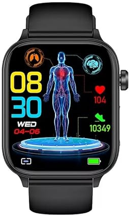 Marsyu 2025 Nuovo Smartwatch da Uomo,1,96 HD Display Orologio Fitness con Funzione Chiamata Bluetooth, Pulsante SOS, IP68 impermeabile,promemoria messaggi per iOS(Nero Brillant)