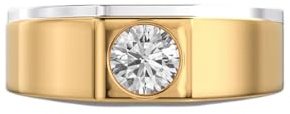 WORLD WIDE GEMS Anillo solitario de plata de ley 925 auténtica, chapado en oro, con moissanita, forma redonda, lujosos anillos de joyería hechos a mano para hombre | WWJR_0096