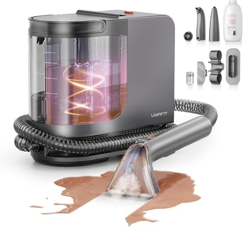 Uwant Carpet Cleaner Machine 18Kpa Powerful Suction, Portable Carpet Cleaner for Pet Stains with Cleaning Tools&Solution Self-Cleaning Upholstery Cleaner for Car, Couch, Rug, Spot (Gray)
