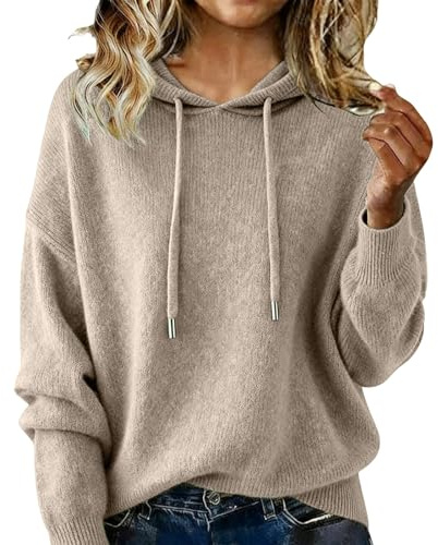 cdbsdvico Pull pour Femme en Laine mérinos 100% Laine pour l'automne et l'hiver Sweat à Capuche décontracté à Manches Longues Pull en Tricot uni Doux et Chaud Durable Chic Mode Quotidienne