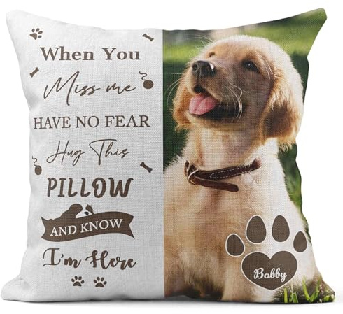 Print Maniacs Personalised Pet Memorial Cushion – Custom Photo & Name, Pet Loss Remembrance Pillow – Pet Tribute Keepsake Gifts - Cat, Dog, Pet