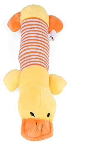 Fdit Juguetes de Peluche Suaves con Squeaker Ocultar Juguete Masticable para Cachorros y Perros Pequeños Gatos Animales(Pato Amarillo)